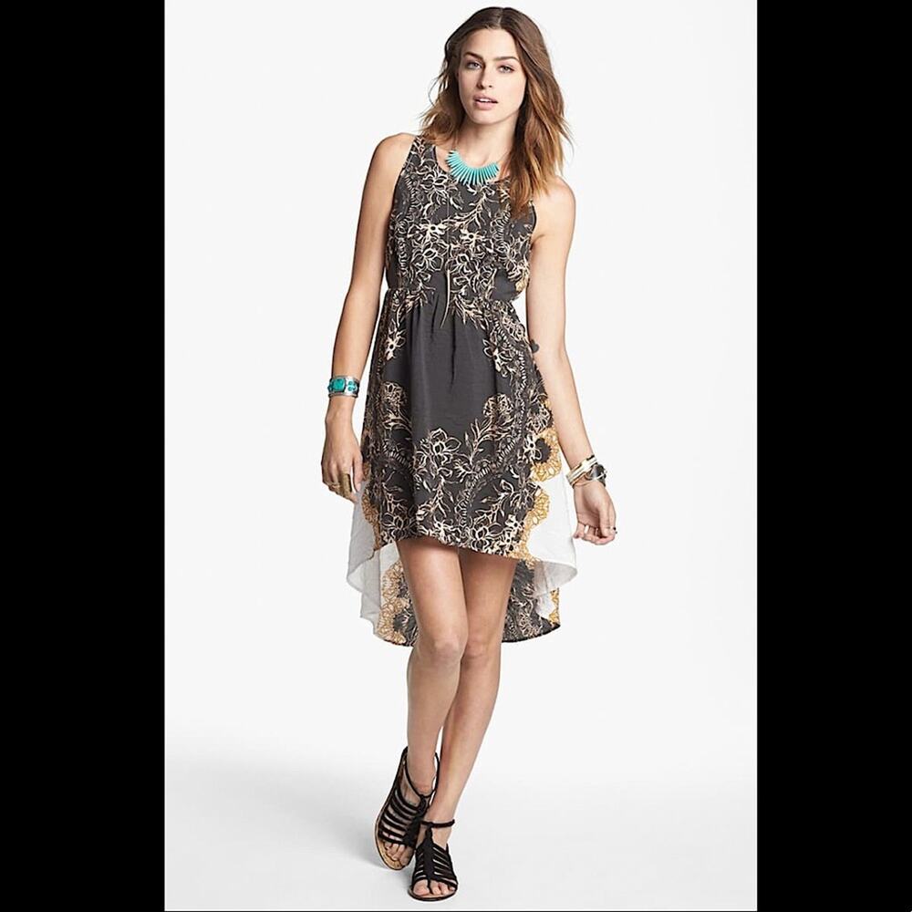 FREE PEOPLE Vintage Y2K Open Lace Back High Low Tank Mini Tea Sundress Size XS